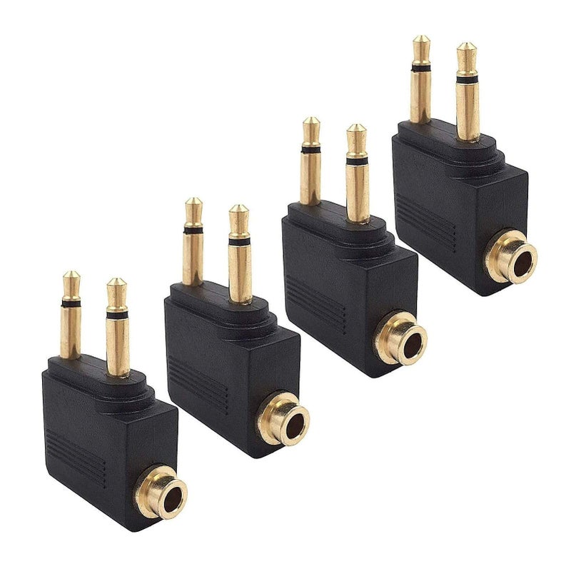 Valefod 4-Pack Airline Airplane Flight Adapters for Headphones, Golden Plated 3.5mm Jack - Image 1